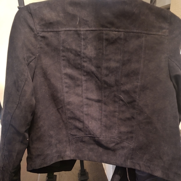 H&M BLACK MICROSUEDE JACKET. SIZE 13/14 Y - Picture 3 of 8